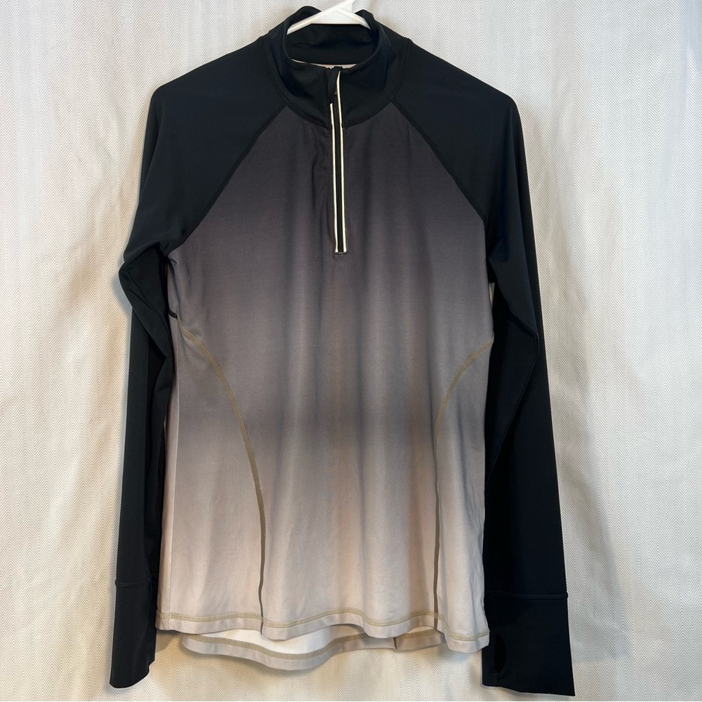 Ideology Top 1/4 Zip Long Sleeves Black To White Ombre Thumb Hole Athletic M 👍